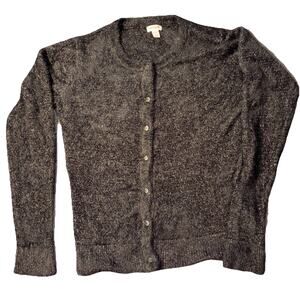 Cat & Jack Girls XL 14-16 Black Metallic Cozy Cardigan Sweater Clear Buttons NWT